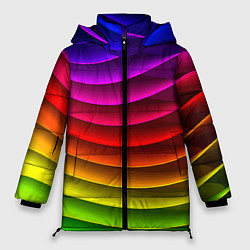 Куртка зимняя женская Color line neon pattern Abstraction Summer 2023, цвет: 3D-черный