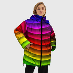 Куртка зимняя женская Color line neon pattern Abstraction Summer 2023, цвет: 3D-светло-серый — фото 2