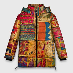 Куртка зимняя женская Пэчворк Лоскутное одеяло Patchwork Quilt, цвет: 3D-светло-серый
