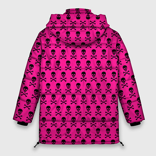 Женская зимняя куртка Розовый фон с черепами паттерн / 3D-Светло-серый – фото 2
