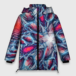 Куртка зимняя женская Абстрактный экспрессивный красочный паттерн Abstra, цвет: 3D-красный