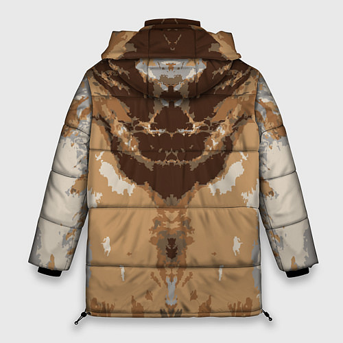 Женская зимняя куртка Абстрактный, графический узор коричневого цвета / 3D-Светло-серый – фото 2