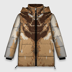 Куртка зимняя женская Абстрактный, графический узор коричневого цвета, цвет: 3D-светло-серый