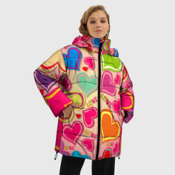 Куртка зимняя женская ЛЮБОВНЫЕ СЕРДЕЧКИ LOVE HEARTS, цвет: 3D-светло-серый — фото 2