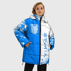 Куртка зимняя женская Атака титанов два цвета - голубой белый, цвет: 3D-светло-серый — фото 2