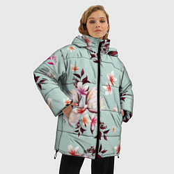 Куртка зимняя женская Цветы Яркие В Летнем Саду, цвет: 3D-красный — фото 2