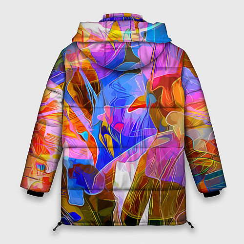Женская зимняя куртка Красочный цветочный паттерн Лето Colorful floral p / 3D-Светло-серый – фото 2