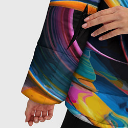 Куртка зимняя женская Разноцветный мазки краски Абстракция Multicolored, цвет: 3D-красный — фото 2