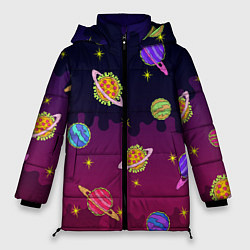 Куртка зимняя женская Pizza in Space, цвет: 3D-светло-серый