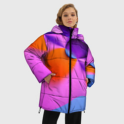 Куртка зимняя женская Абстрактная красочная композиция Лето Abstract col, цвет: 3D-светло-серый — фото 2