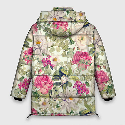 Женская зимняя куртка Цветы Винтажные Розы / 3D-Светло-серый – фото 2