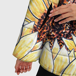 Куртка зимняя женская Подсолнухи рисунок паттерн, цвет: 3D-черный — фото 2