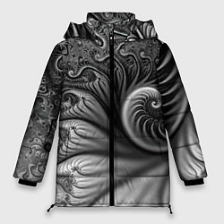 Куртка зимняя женская Футуристический фрактальный абстрактный паттерн Fu, цвет: 3D-красный