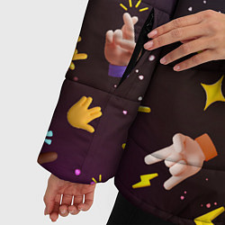 Куртка зимняя женская Смайлики-руки 3D Emoji Hands, цвет: 3D-черный — фото 2