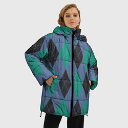 Куртка зимняя женская Стильный принт с ромбами, цвет: 3D-светло-серый — фото 2