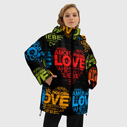 Куртка зимняя женская Love, Amor, Любовь - Неон версия, цвет: 3D-красный — фото 2