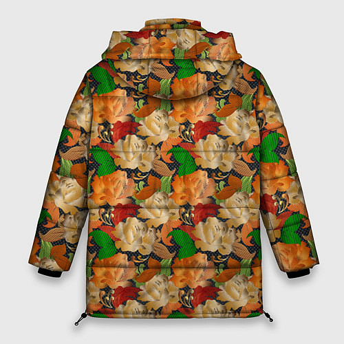 Женская зимняя куртка Бутоны и листья / 3D-Светло-серый – фото 2