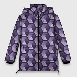 Куртка зимняя женская Фиолетовые шестиугольники, цвет: 3D-черный