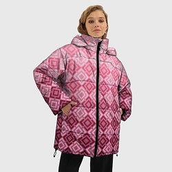 Куртка зимняя женская Розовый геометрический градиентный узор, цвет: 3D-черный — фото 2