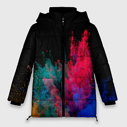 Куртка зимняя женская Брызги сухих красок, цвет: 3D-черный