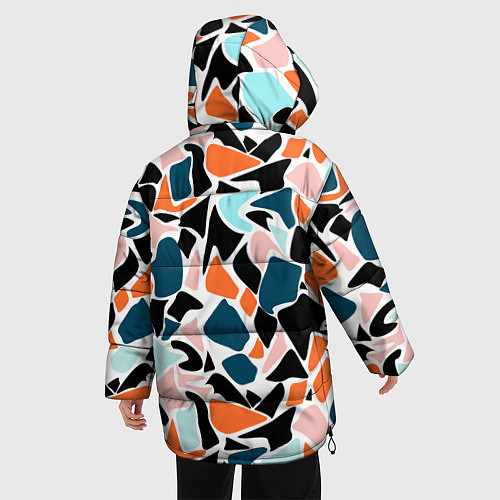 Женская зимняя куртка Абстрактный современный разноцветный узор в оранже / 3D-Красный – фото 4