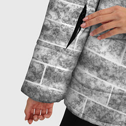 Куртка зимняя женская Серая кирпичная стена стиль лофт, цвет: 3D-красный — фото 2