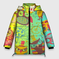 Куртка зимняя женская Весёлые совы, цвет: 3D-красный