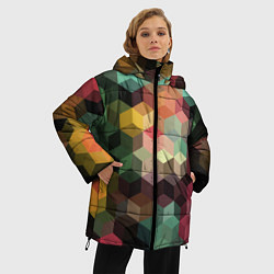 Куртка зимняя женская Разноцветный геометрический узор 3D, цвет: 3D-светло-серый — фото 2