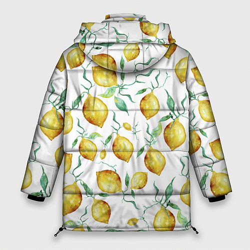 Женская зимняя куртка Лимоны Нарисованные Акварелью / 3D-Светло-серый – фото 2