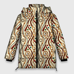 Куртка зимняя женская Ремни и драгоценные камни, цвет: 3D-красный