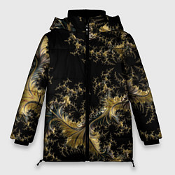 Куртка зимняя женская Черный с золотым фрактал мини Абстракция, цвет: 3D-светло-серый