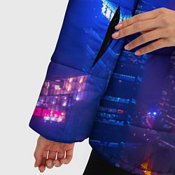 Куртка зимняя женская Неоновый город с высоты - Фиолетовый, цвет: 3D-красный — фото 2
