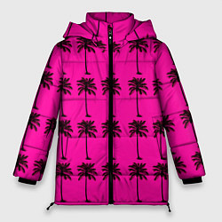 Куртка зимняя женская TEXTURE OF PALM TREES IN COLOR, цвет: 3D-светло-серый