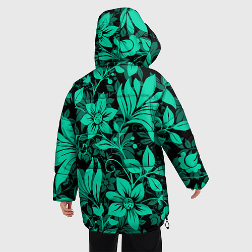 Женская зимняя куртка Ажурный цветочный летний орнамент / 3D-Светло-серый – фото 4