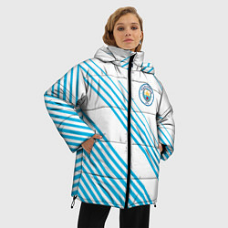Куртка зимняя женская Манчестер сити голубые полоски, цвет: 3D-светло-серый — фото 2