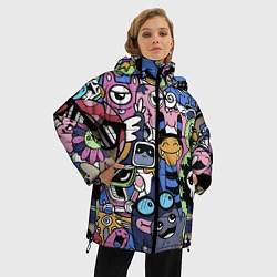 Куртка зимняя женская Милые и веселые монстры, цвет: 3D-светло-серый — фото 2