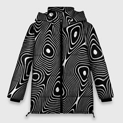 Куртка зимняя женская Чёрно-белая стилизованная поверхность воды Wave pa, цвет: 3D-светло-серый