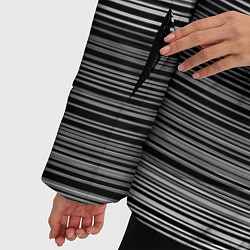 Куртка зимняя женская Black and white thin stripes Тонкие полосы, цвет: 3D-черный — фото 2