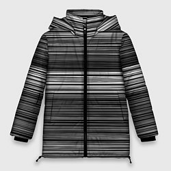 Куртка зимняя женская Black and white thin stripes Тонкие полосы, цвет: 3D-светло-серый
