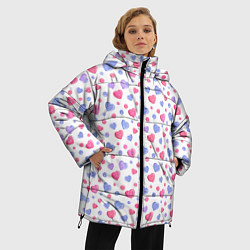 Куртка зимняя женская Милые карамельки-сердечки на белом, цвет: 3D-черный — фото 2