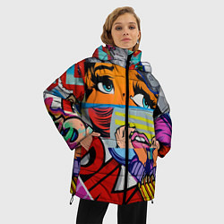 Куртка зимняя женская Авангардная композиция Pop art Eyes, цвет: 3D-красный — фото 2