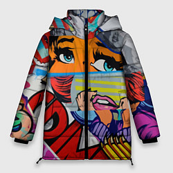 Куртка зимняя женская Авангардная композиция Pop art Eyes, цвет: 3D-красный