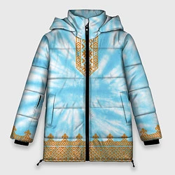 Куртка зимняя женская Славянская тай-дай рубаха, цвет: 3D-черный
