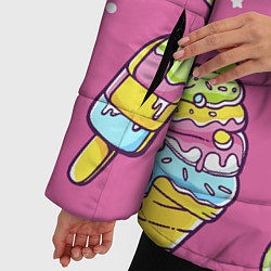 Куртка зимняя женская Разноцветное Мороженое Со Звёздочками, цвет: 3D-светло-серый — фото 2