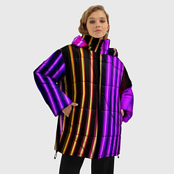 Куртка зимняя женская Неоновые линейные фонари - Фиолетовый, цвет: 3D-светло-серый — фото 2