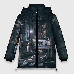 Куртка зимняя женская Ночная улица города - Белый, цвет: 3D-светло-серый