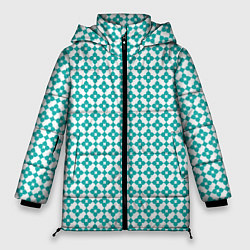 Куртка зимняя женская Бирюзовые классические узоры, цвет: 3D-светло-серый