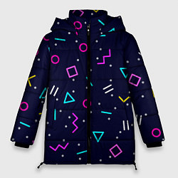 Куртка зимняя женская Neon geometric shapes, цвет: 3D-черный