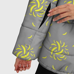 Куртка зимняя женская Банановый фейерверк на сером фоне, цвет: 3D-светло-серый — фото 2