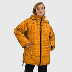 Куртка зимняя женская Оранжевые классические узоры, цвет: 3D-красный — фото 2